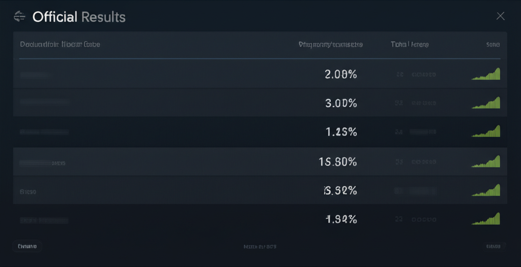 Screenshot of Official Results